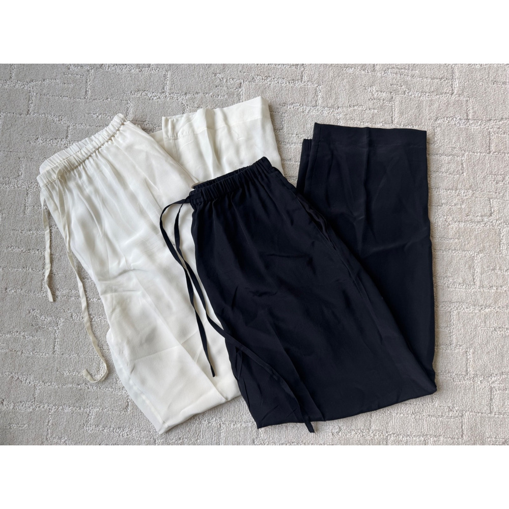 VTG Soft Surroundings 100% Linen Wide Leg Pants Tie Waist